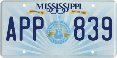 MS license plate APP839