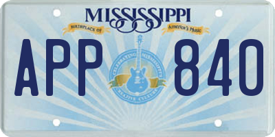 MS license plate APP840