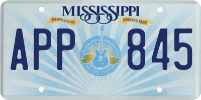 MS license plate APP845