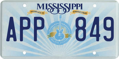 MS license plate APP849