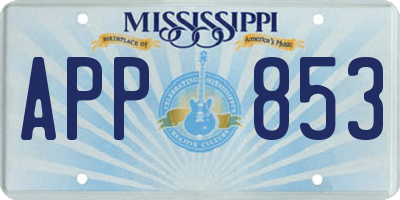 MS license plate APP853