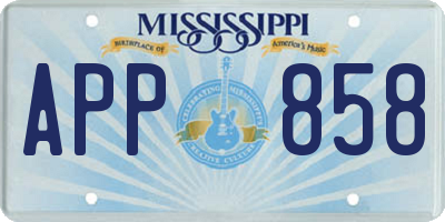 MS license plate APP858