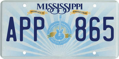 MS license plate APP865