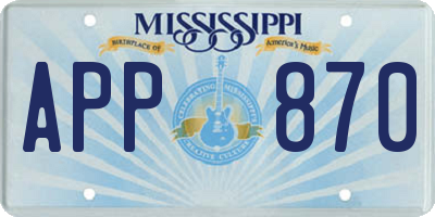 MS license plate APP870