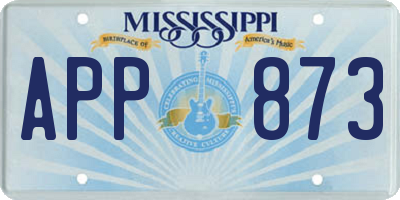 MS license plate APP873