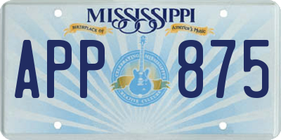 MS license plate APP875