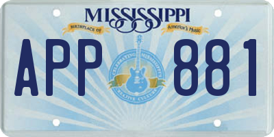MS license plate APP881