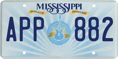 MS license plate APP882