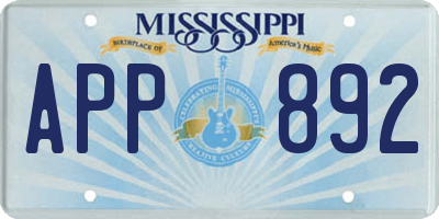 MS license plate APP892