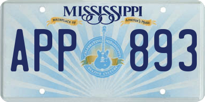 MS license plate APP893