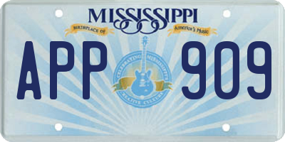 MS license plate APP909