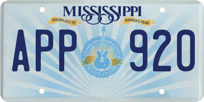MS license plate APP920