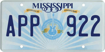MS license plate APP922
