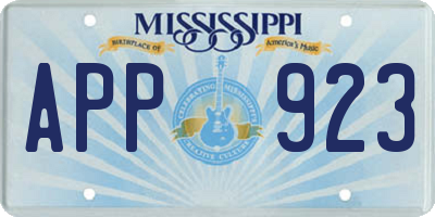 MS license plate APP923