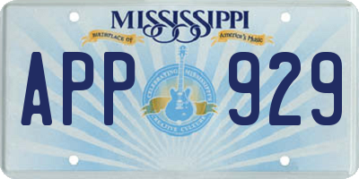 MS license plate APP929