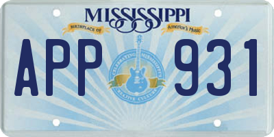 MS license plate APP931