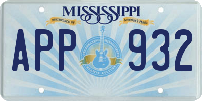 MS license plate APP932