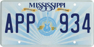 MS license plate APP934