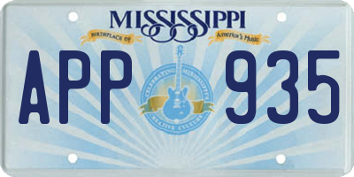 MS license plate APP935