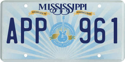 MS license plate APP961