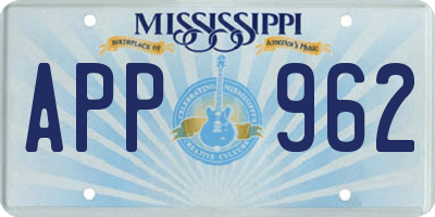 MS license plate APP962
