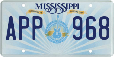 MS license plate APP968