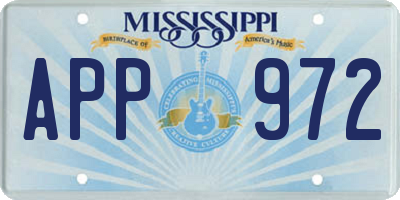 MS license plate APP972