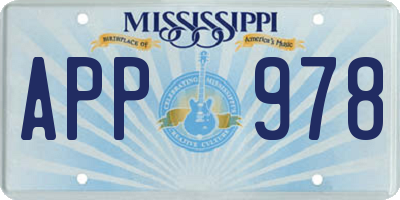MS license plate APP978