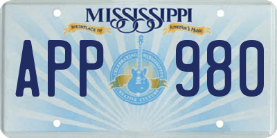 MS license plate APP980
