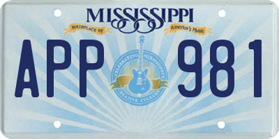 MS license plate APP981