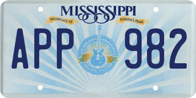 MS license plate APP982