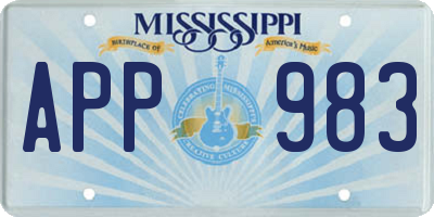 MS license plate APP983