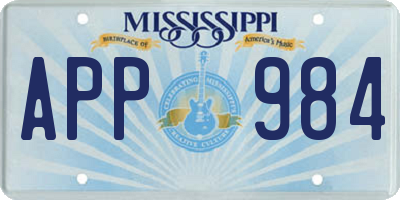 MS license plate APP984