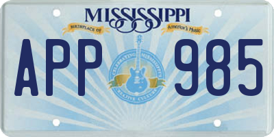 MS license plate APP985