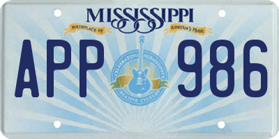 MS license plate APP986