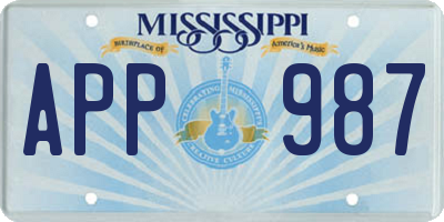 MS license plate APP987