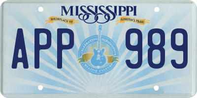 MS license plate APP989