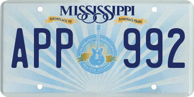 MS license plate APP992