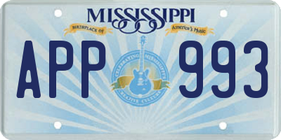 MS license plate APP993
