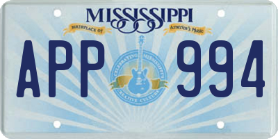 MS license plate APP994