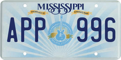 MS license plate APP996