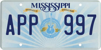 MS license plate APP997