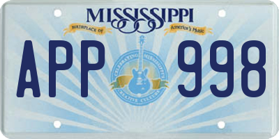 MS license plate APP998