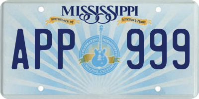 MS license plate APP999