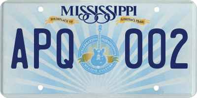 MS license plate APQ002