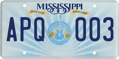 MS license plate APQ003