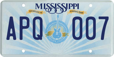 MS license plate APQ007