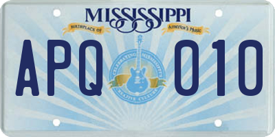 MS license plate APQ010