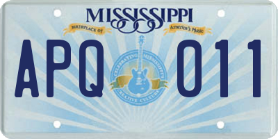 MS license plate APQ011