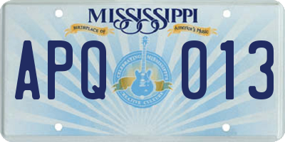 MS license plate APQ013